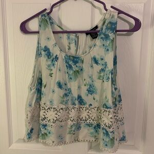 Blue Flower Watercolor Tank Top